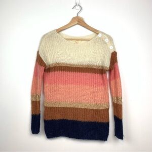 La Maille Sezane Sweater Knit Kid Mohair Merino Wool Blend Sz XS Striped Soft